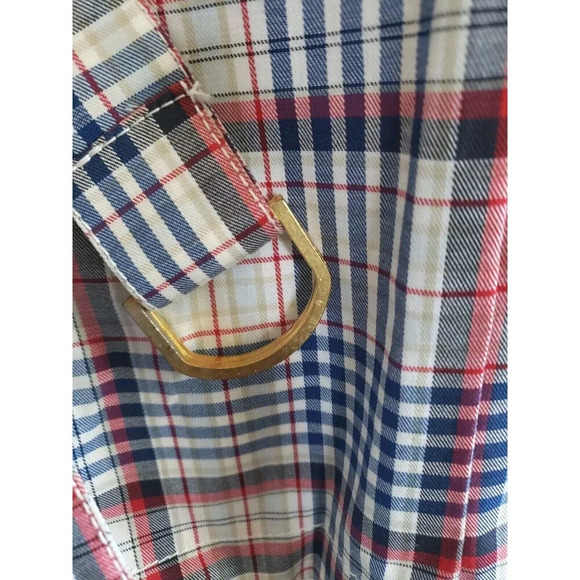 Tommy Hilfiger Rain Coat Womens Large Blue Plaid Double Breast Gold Buttons NWT - Picture 7 of 10